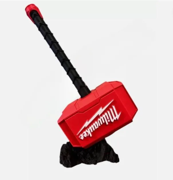 Thor Hammer Collectible Display Stand, 3D Printed Stone-Look Plastic Tool Prop, Compatible with Milwaukee, Klein, and De